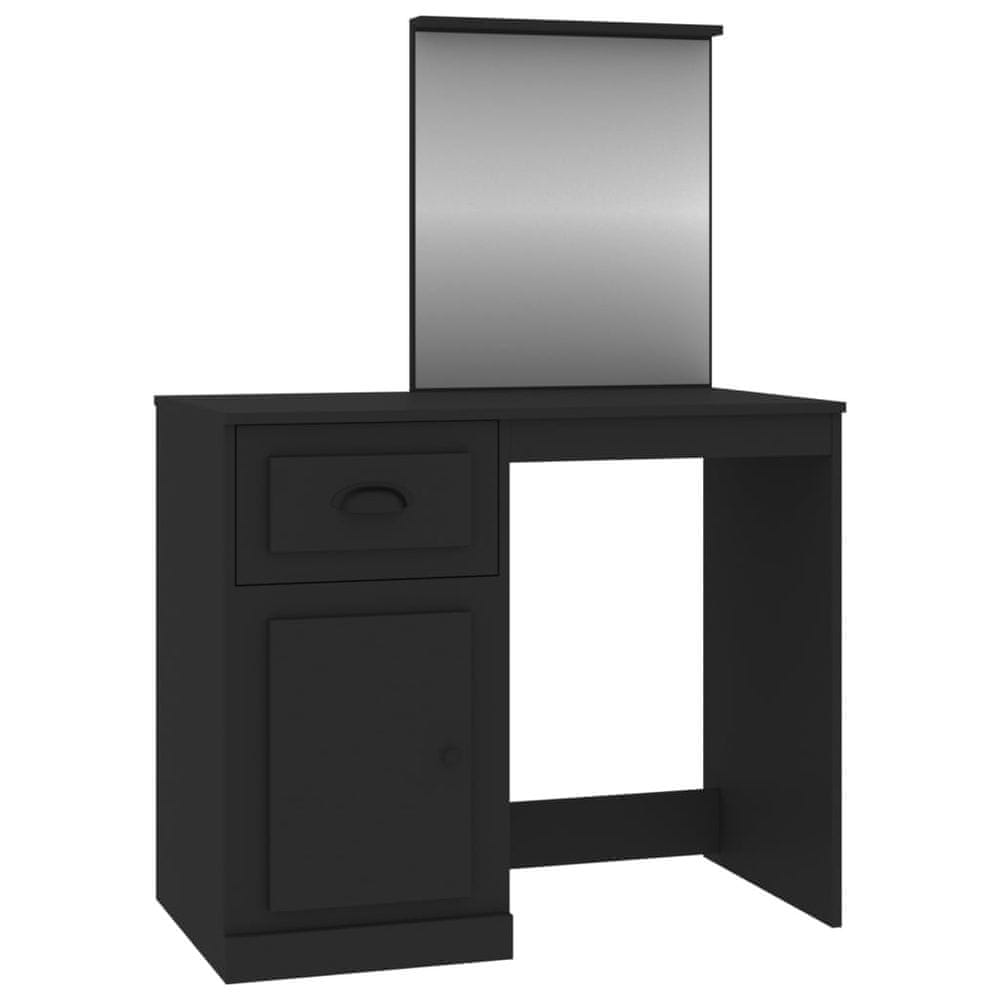Vidaxl Toaletný stolík so zrkadlom čierny 90x50x132,5 cm drevo